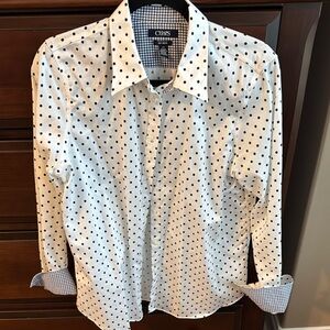 Chaps White and Blue Casual Button Down Shirt